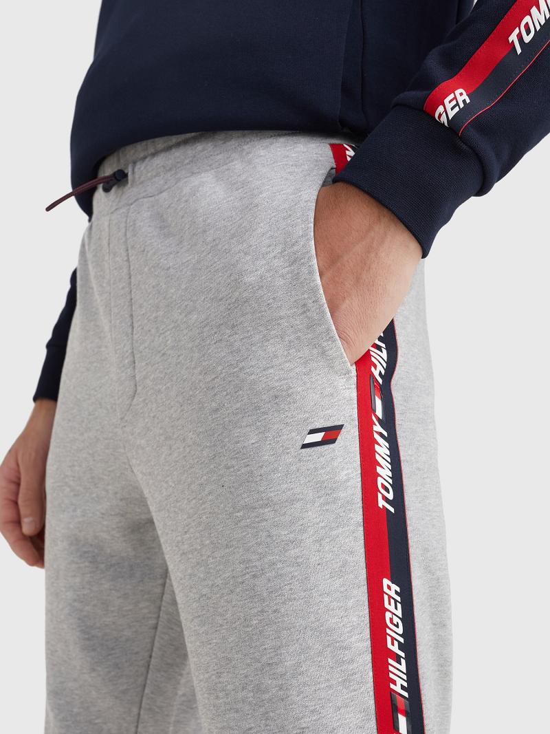 Grey Tommy Hilfiger Organic cotton performance logo tape Pants | NZ_M31323