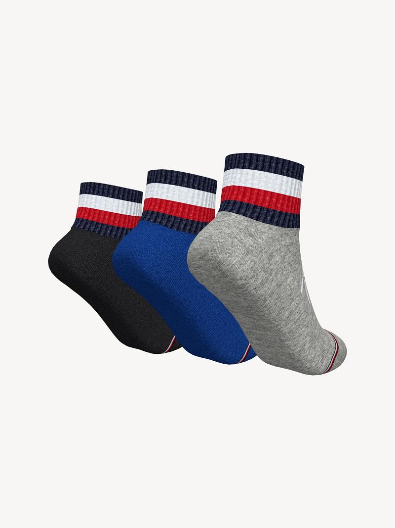 Grey Tommy Hilfiger Quarter Top 3PK Socks | NZ_B2294