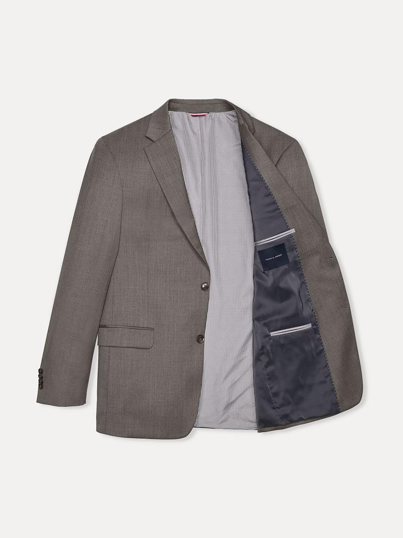 Grey Tommy Hilfiger Regular fit multi sharkskin wool Blazers | NZ_M31479