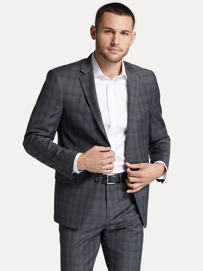 Grey Tommy Hilfiger Regular fits windowpane check wool Blazers | NZ_M31486