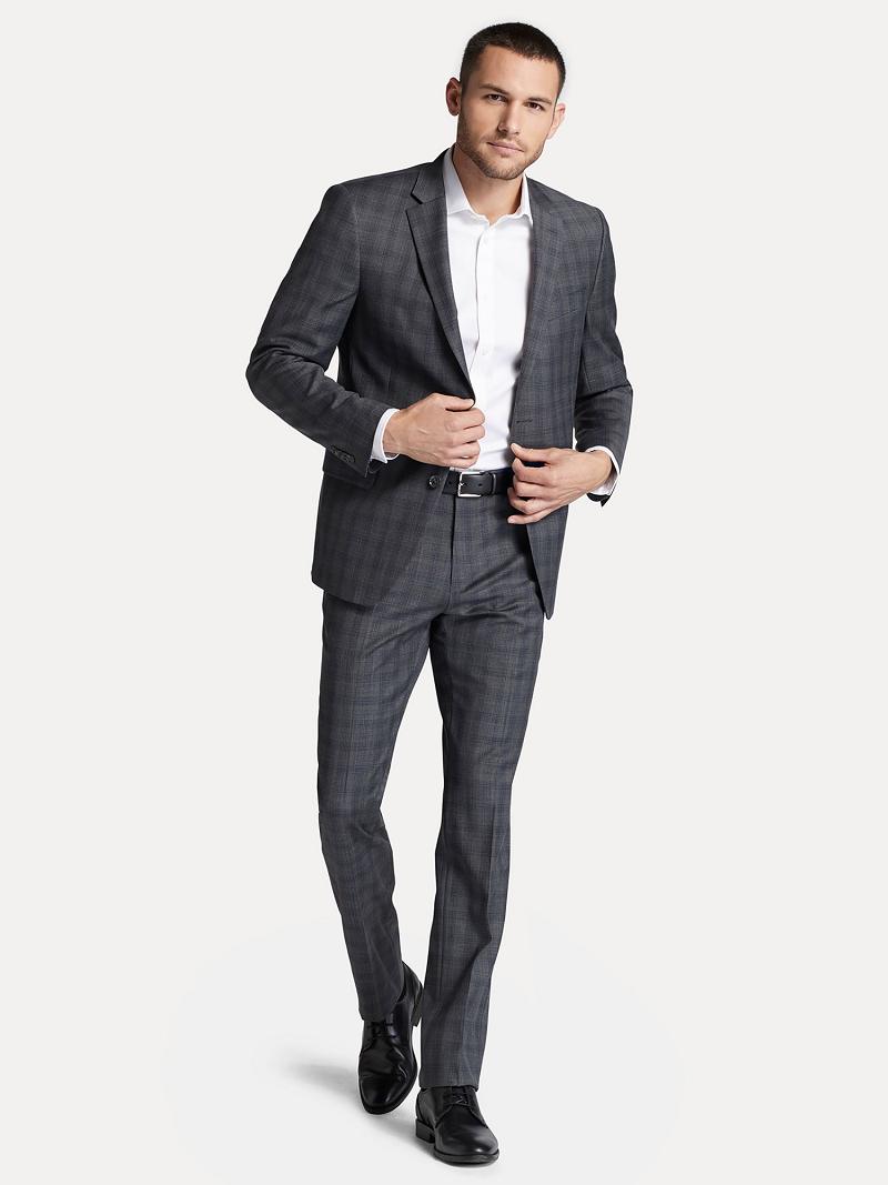 Grey Tommy Hilfiger Regular fits windowpane check wool Blazers | NZ_M31486