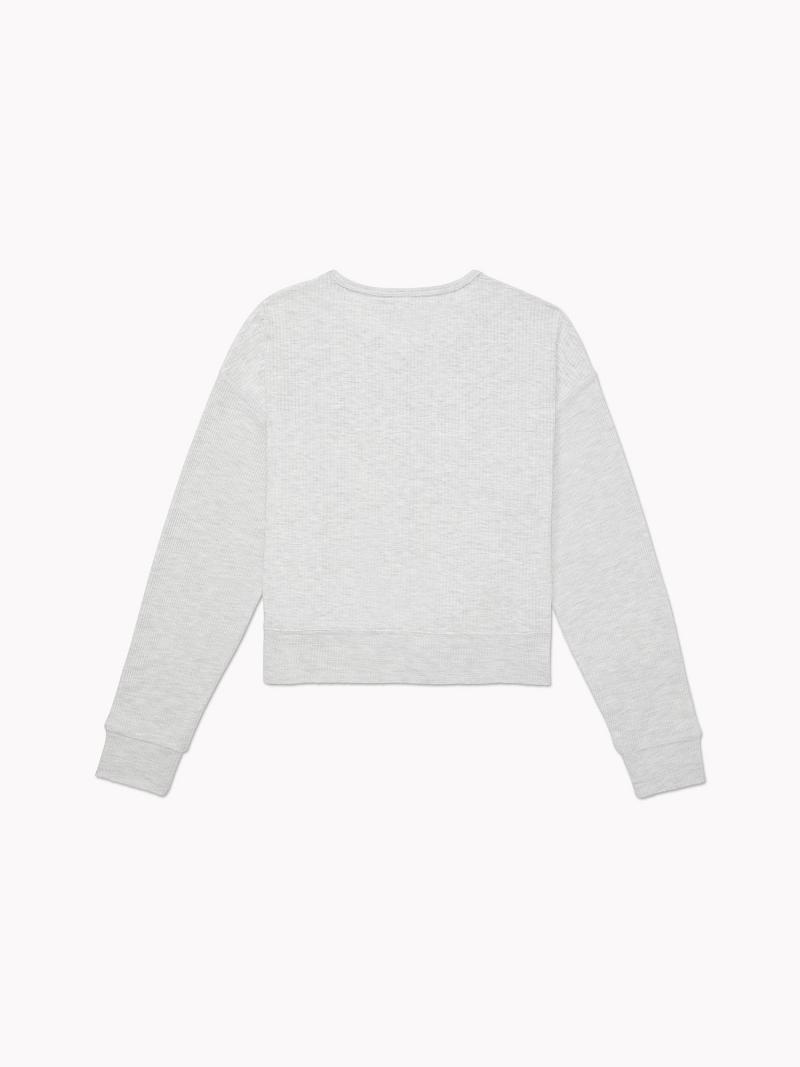 Grey Tommy Hilfiger Ribbed Crewneck Sweatshirts | NZ_W21402