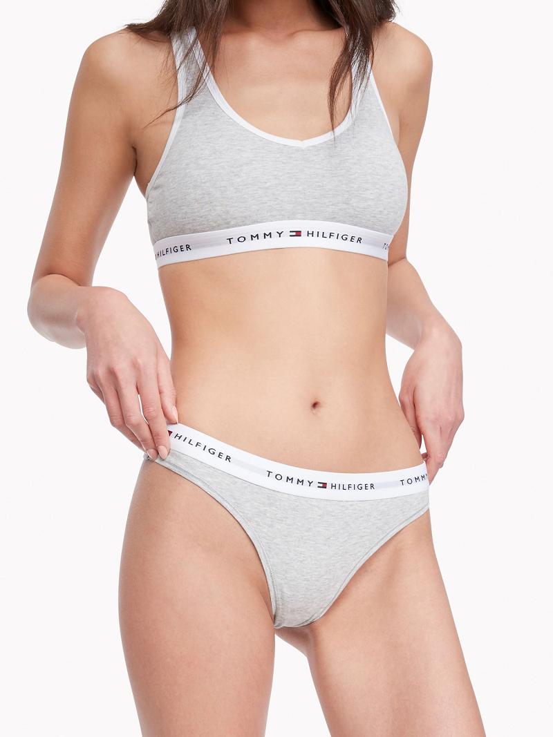 Grey Tommy Hilfiger Signature Thongs | NZ_W21578