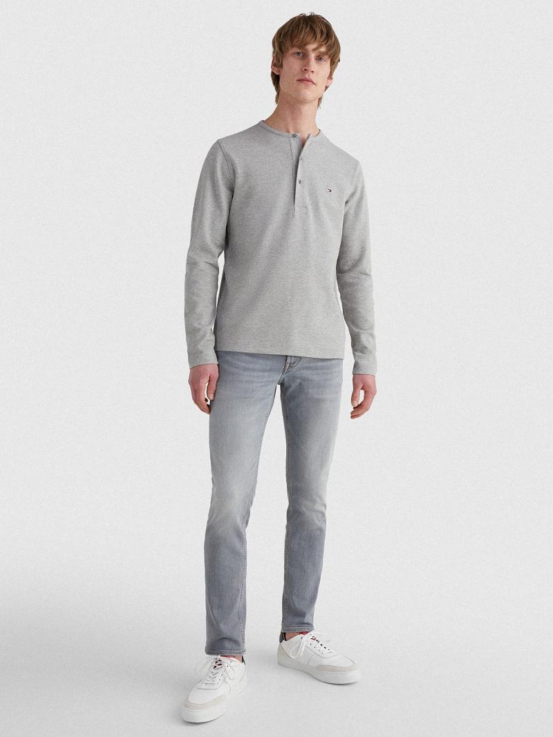 Grey Tommy Hilfiger Solid henley T Shirts | NZ_M31071