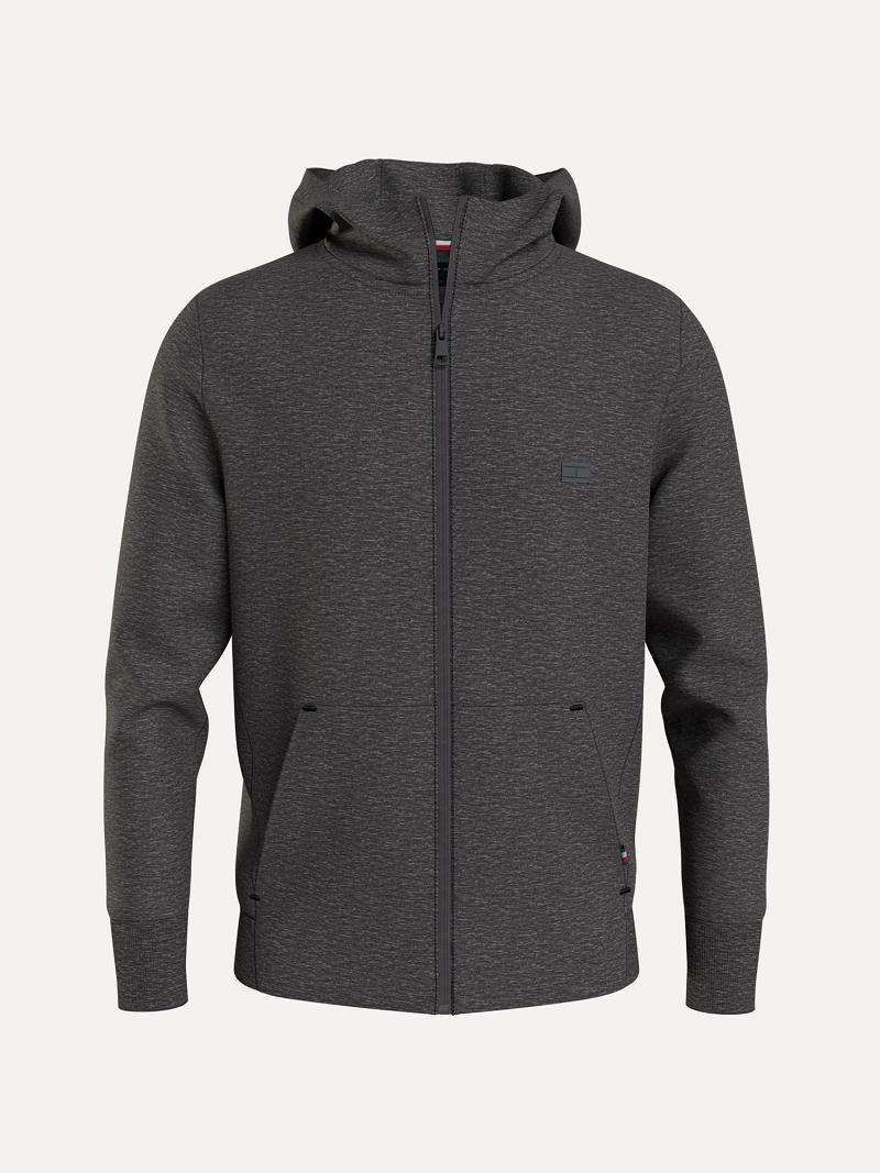 Grey Tommy Hilfiger Solid tech zip Hoodies | NZ_M31466