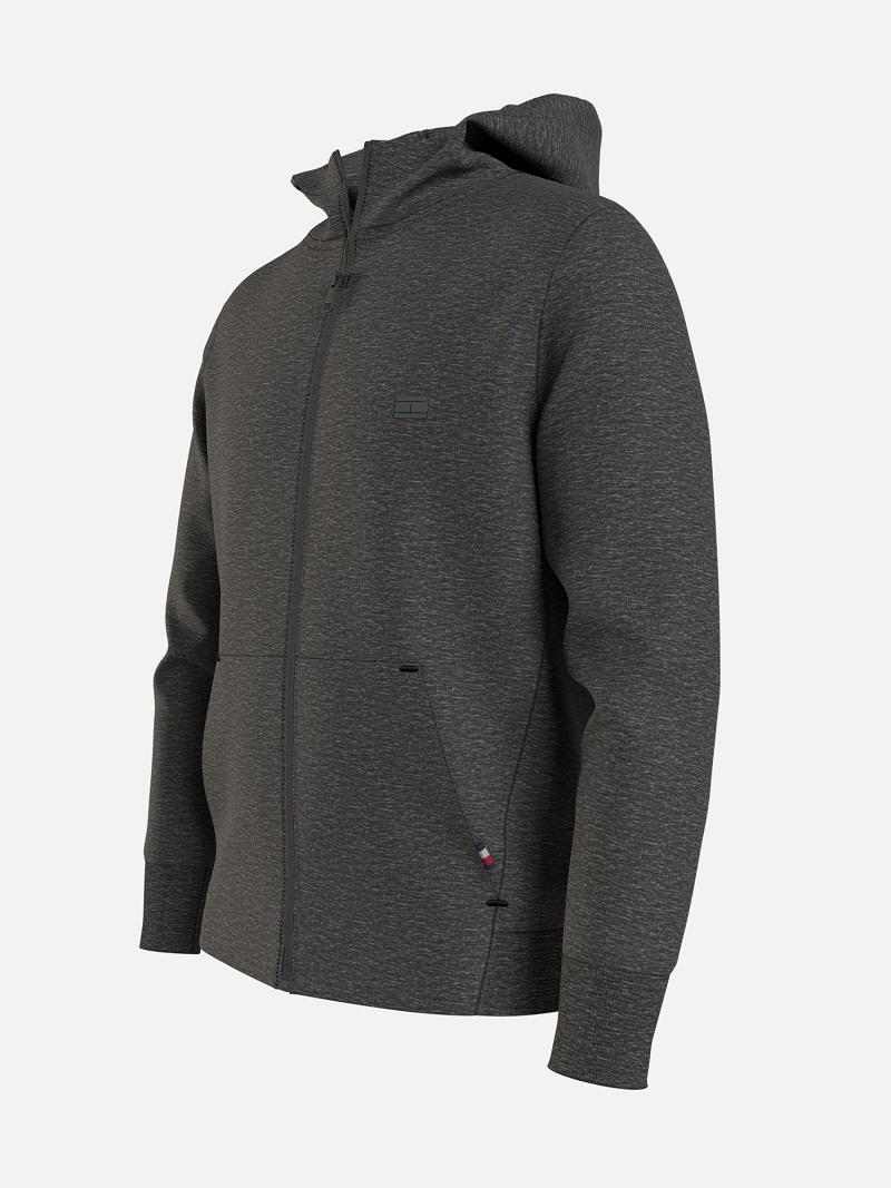 Grey Tommy Hilfiger Solid tech zip Hoodies | NZ_M31466