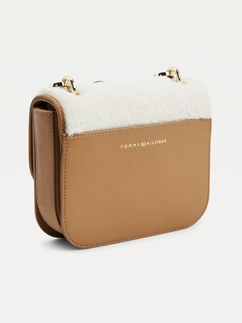 Khaki Tommy Hilfiger Shearling Mini Crossbody Bags | NZ_W21645