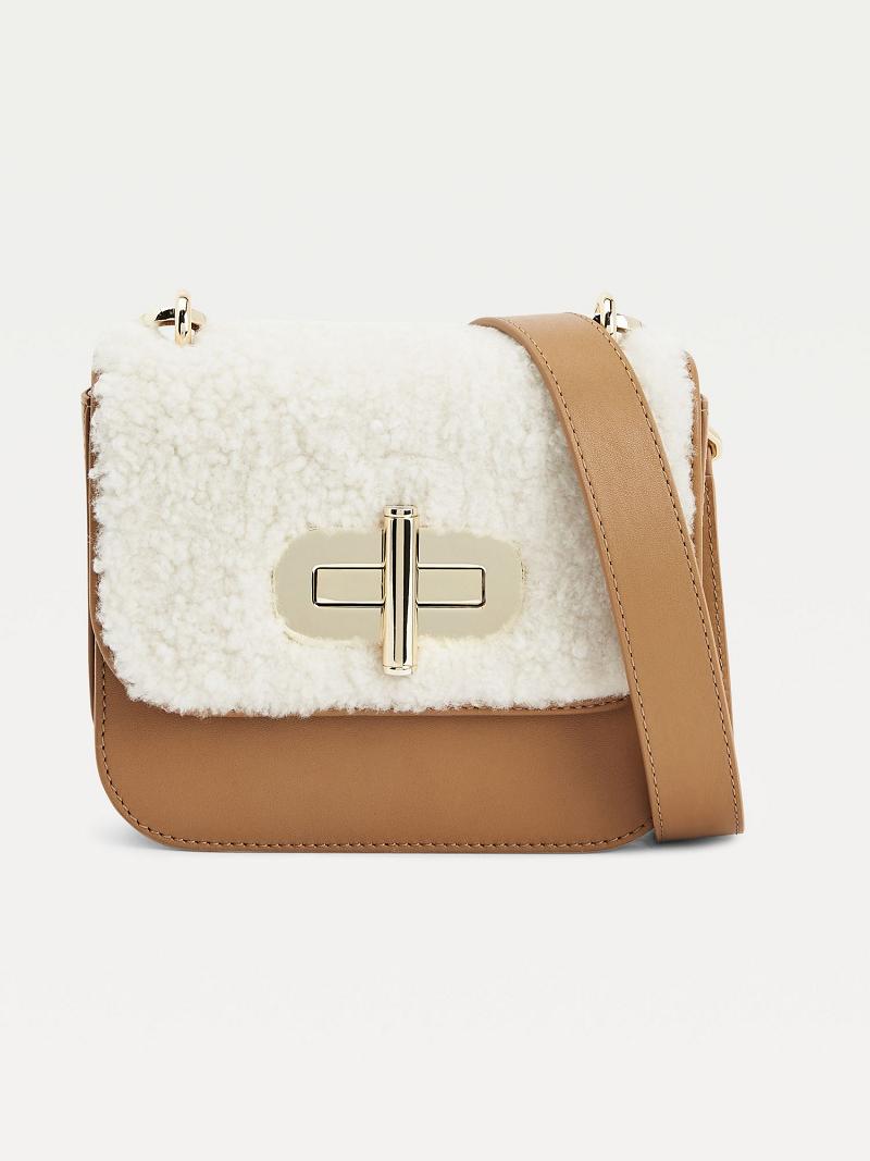 Khaki Tommy Hilfiger Shearling Mini Crossbody Bags | NZ_W21645