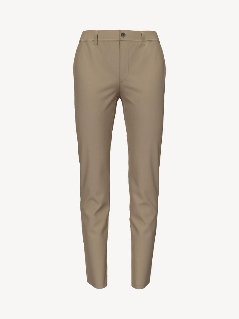 Khaki Tommy Hilfiger Slim Fit Essential Solid Chino Pants | NZ_W21252