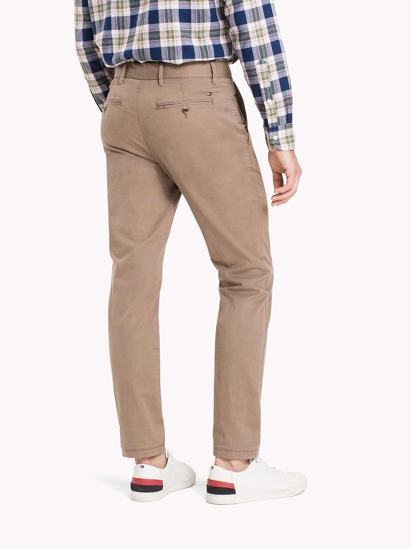 Khaki Tommy Hilfiger Straight fit stretch organic cotton twill chino Pants | NZ_M31341