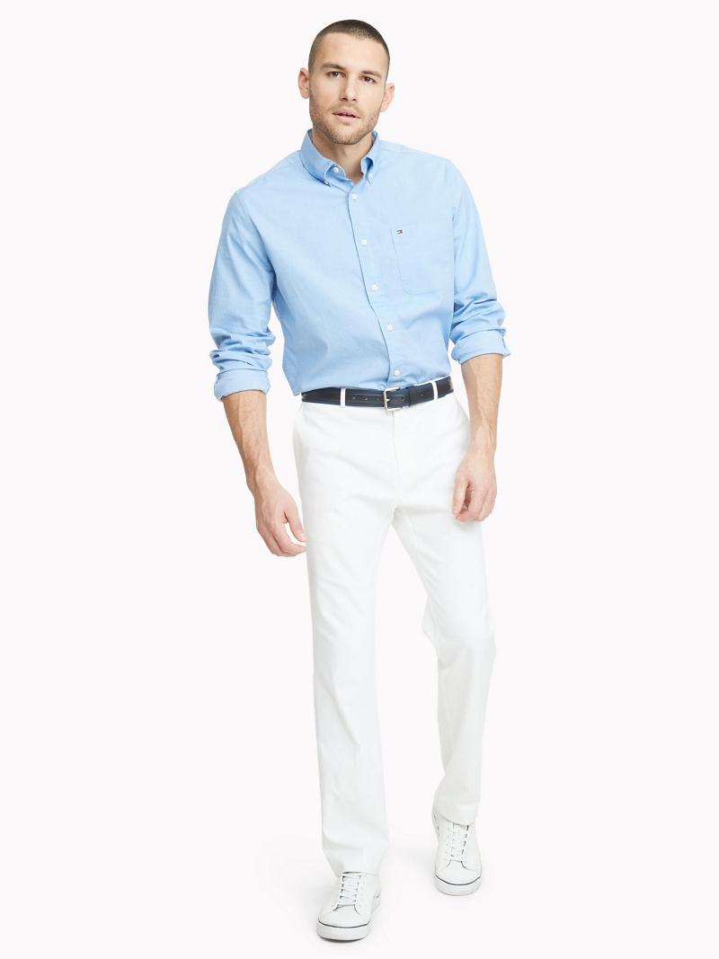 Light Blue Tommy Hilfiger Classic fit essential stretch Sweet Shirts | NZ_M31239