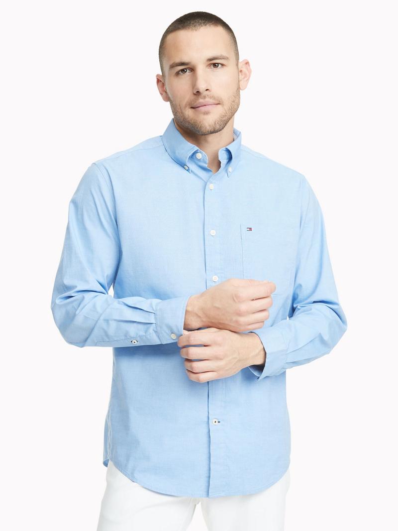 Light Blue Tommy Hilfiger Classic fit essential stretch Sweet Shirts | NZ_M31239