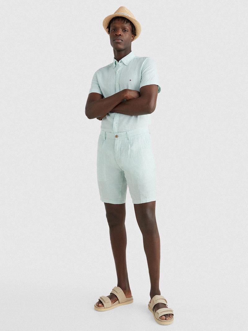 Mint Tommy Hilfiger Straight fit linen Shorts | NZ_M31227