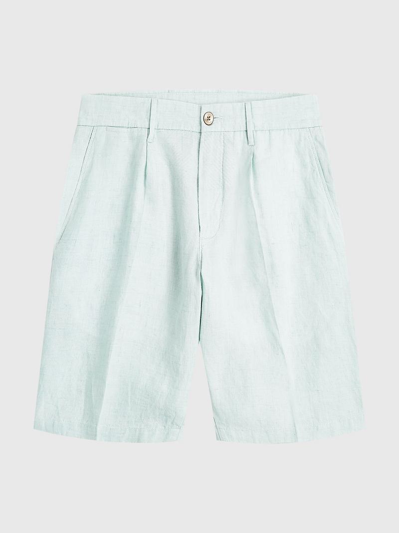 Mint Tommy Hilfiger Straight fit linen Shorts | NZ_M31227