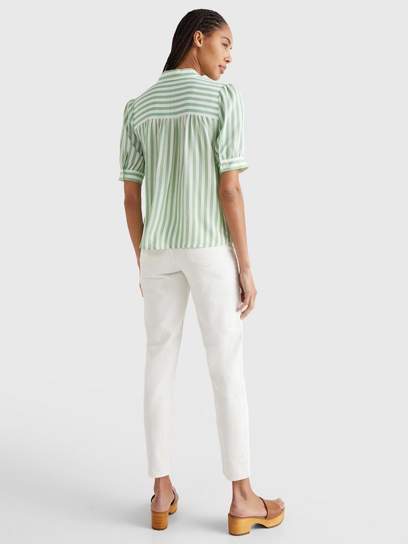 Mint Tommy Hilfiger Stripe Half-Sleeve Blouses | NZ_W21020