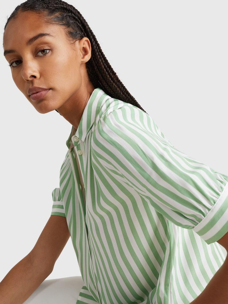 Mint Tommy Hilfiger Stripe Half-Sleeve Blouses | NZ_W21020