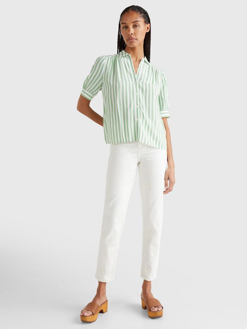 Mint Tommy Hilfiger Stripe Half-Sleeve Blouses | NZ_W21020