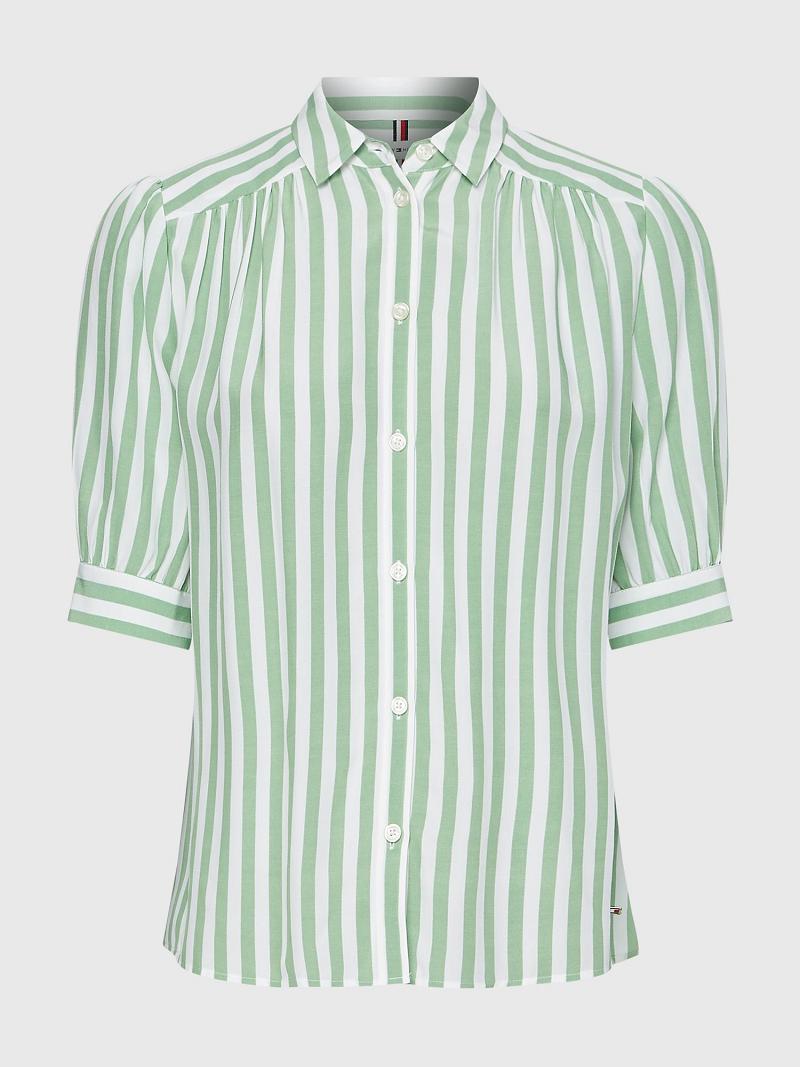 Mint Tommy Hilfiger Stripe Half-Sleeve Blouses | NZ_W21020