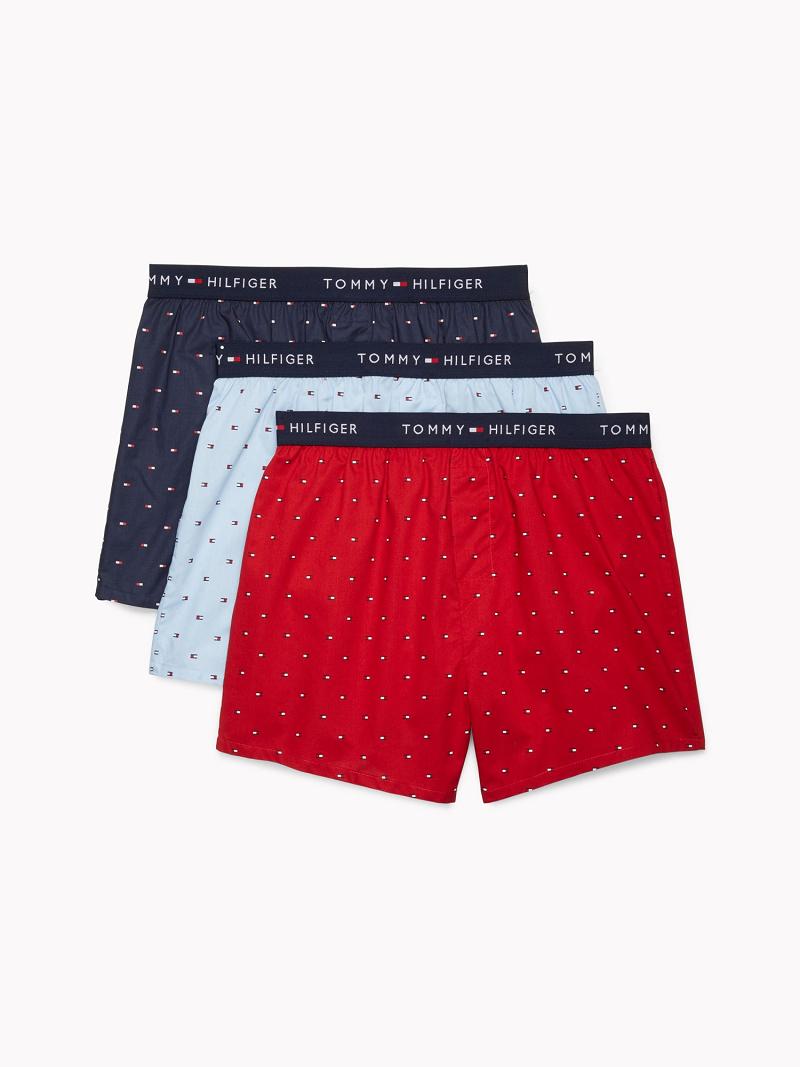 Navy / Blue / Red Tommy Hilfiger Cotton classics boxer 3pk Boxers | NZ_M31557