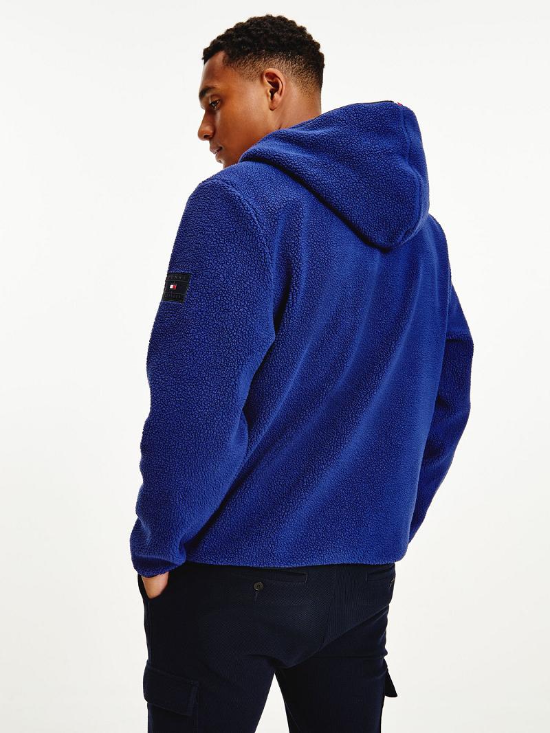 Navy / Blue Tommy Hilfiger Recycled teddy popover Hoodies | NZ_M31460