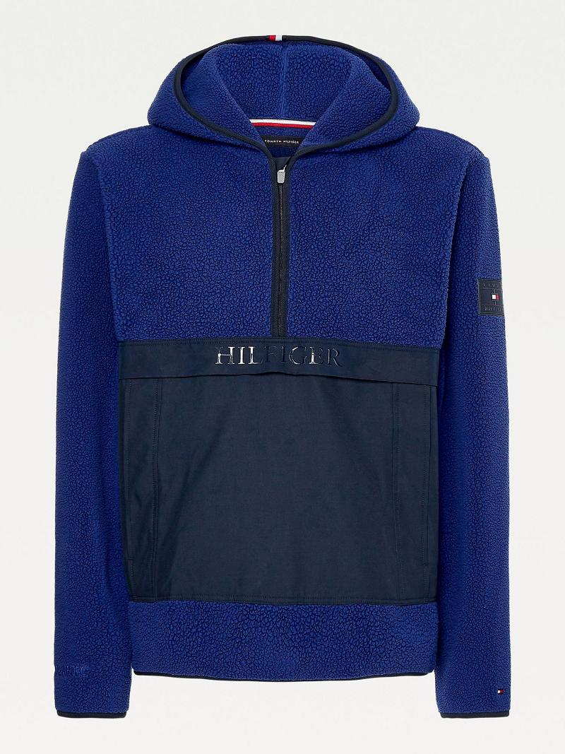 Navy / Blue Tommy Hilfiger Recycled teddy popover Hoodies | NZ_M31460