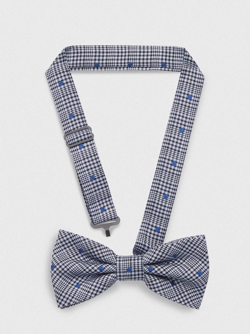 Navy / Blue Tommy Hilfiger Silk Dot Houndstooth Bow Ties | NZ_M31806