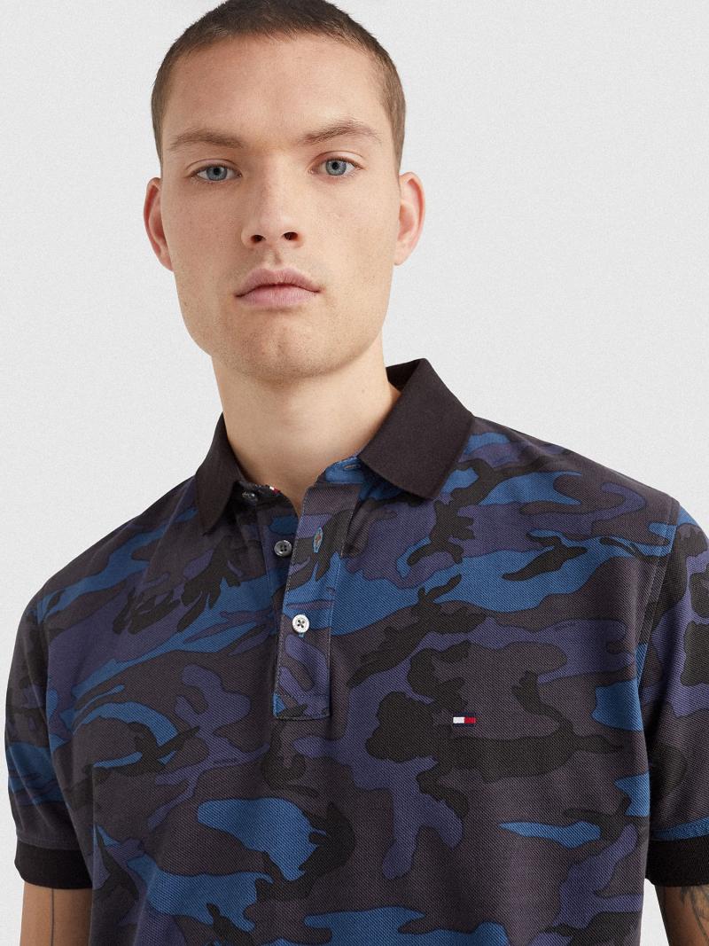 Navy / Camo Tommy Hilfiger Regular fit camo print Polos | NZ_M31295