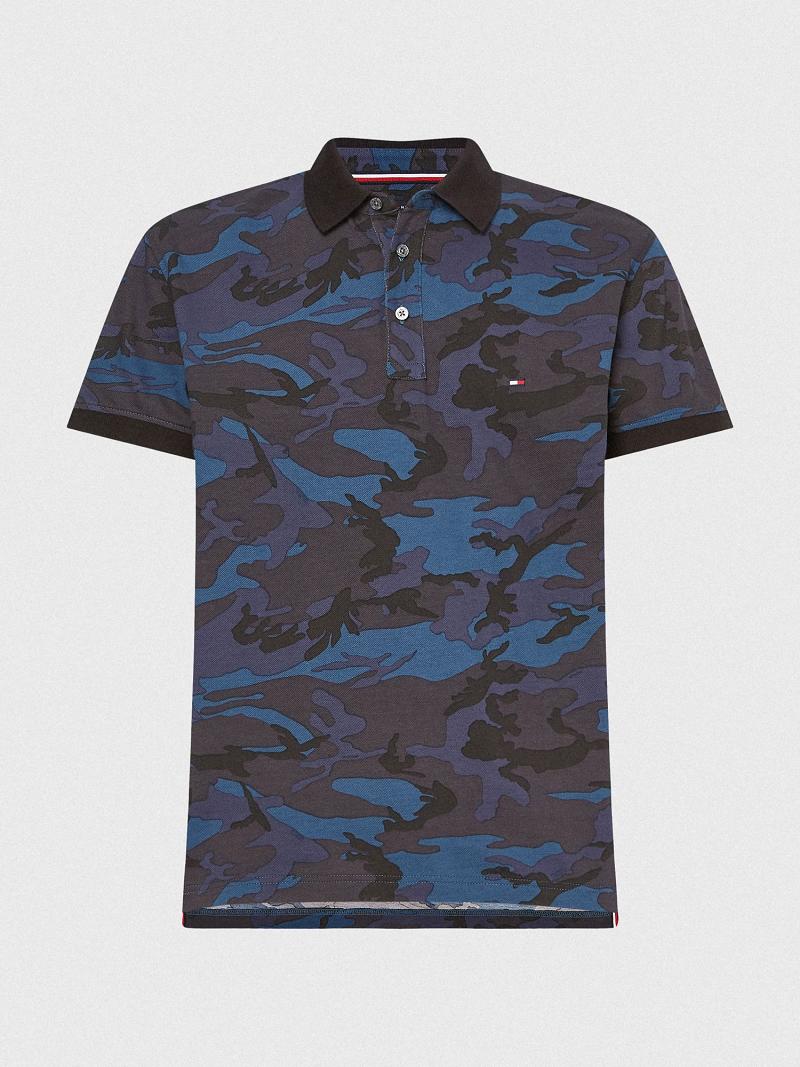 Navy / Camo Tommy Hilfiger Regular fit camo print Polos | NZ_M31295