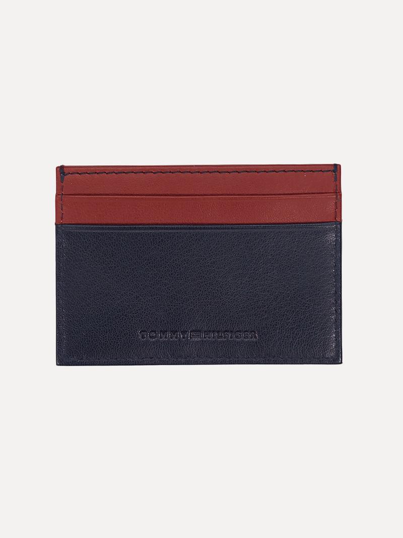 Navy / Red Tommy Hilfiger H Leather Card Case and Key Chain Bags | NZ_M31696