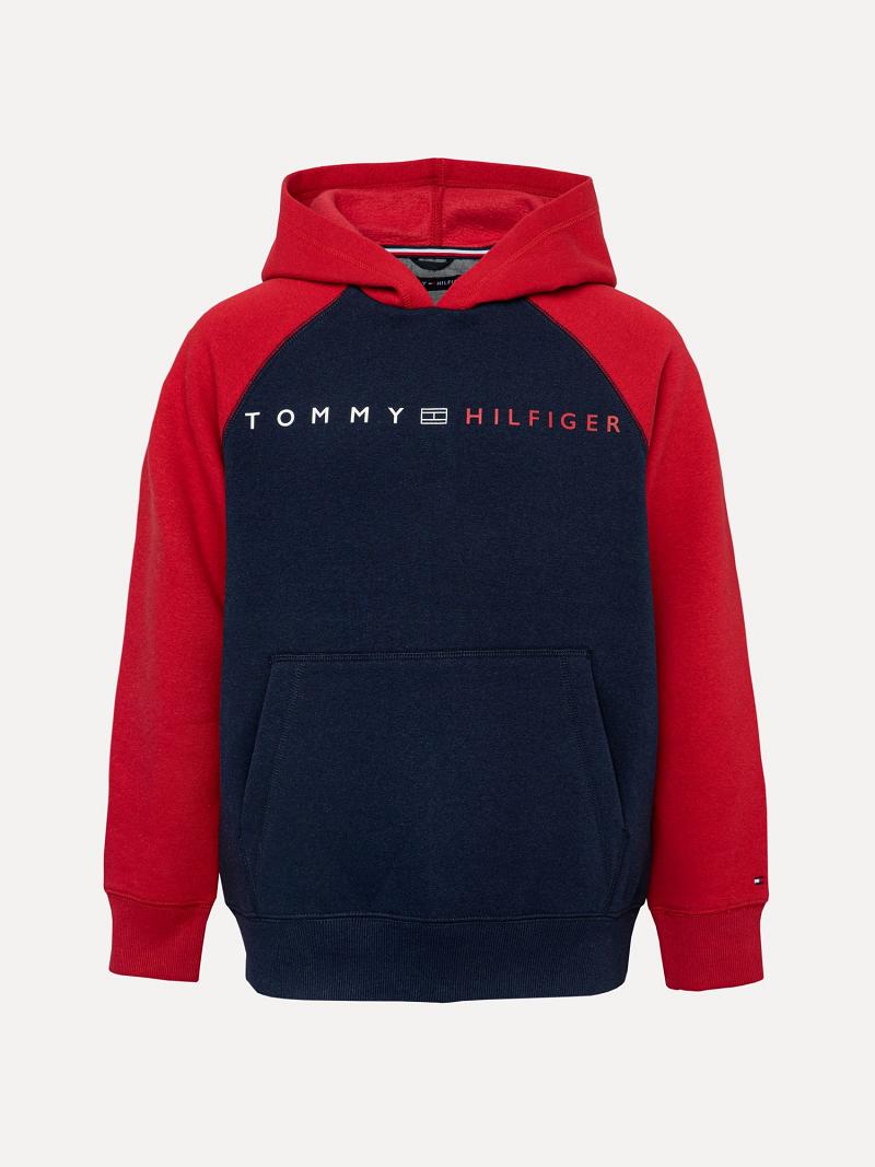 Navy / Red Tommy Hilfiger Little Raglan Hoodies | NZ_B2026