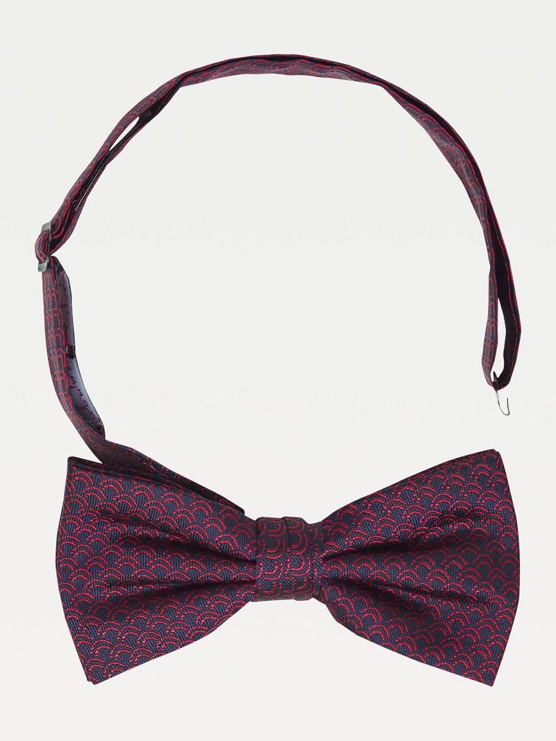 Navy / Red Tommy Hilfiger Stripe Silk Bow Ties | NZ_M31811