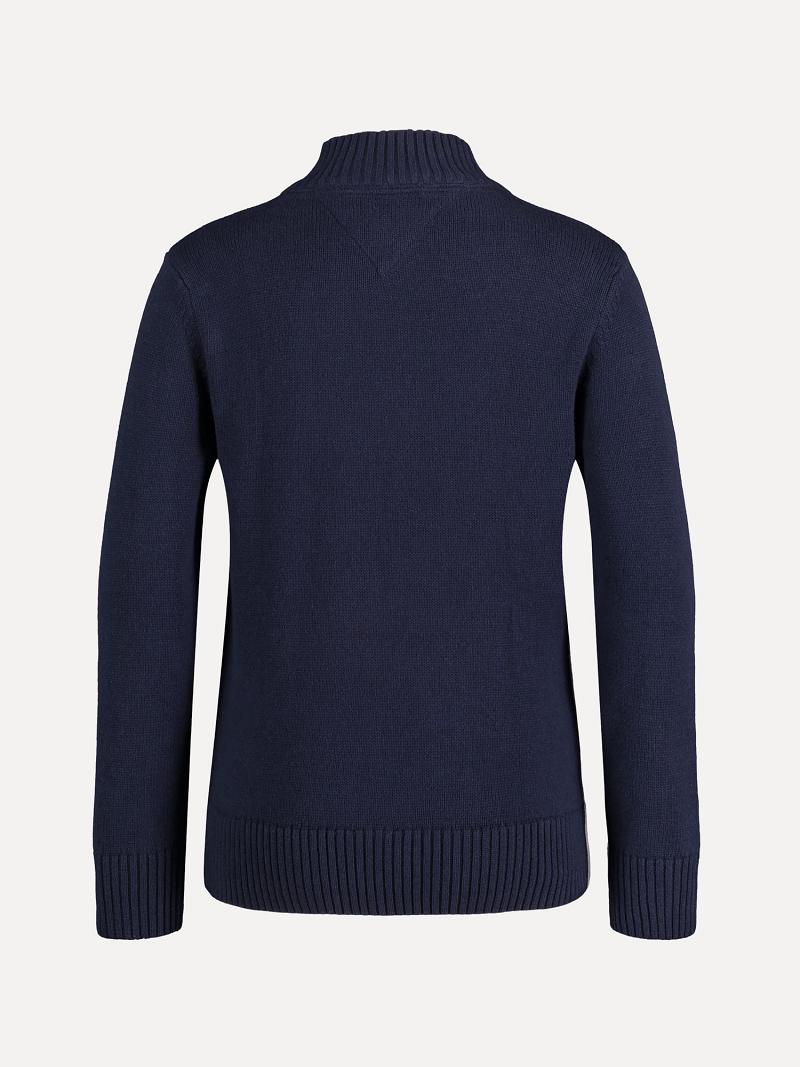 Navy Tommy Hilfiger Big Mockneck Sweaters | NZ_B2110