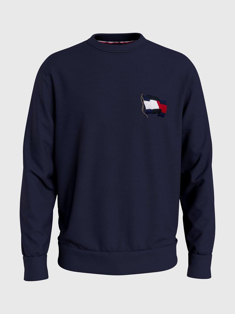 Navy Tommy Hilfiger Big and tall wavy flag Sweatshirts | NZ_M31115