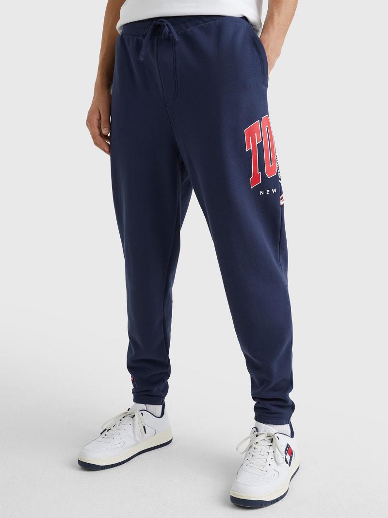 Navy Tommy Hilfiger Collegiate Logo Sweatpants | NZ_M31143