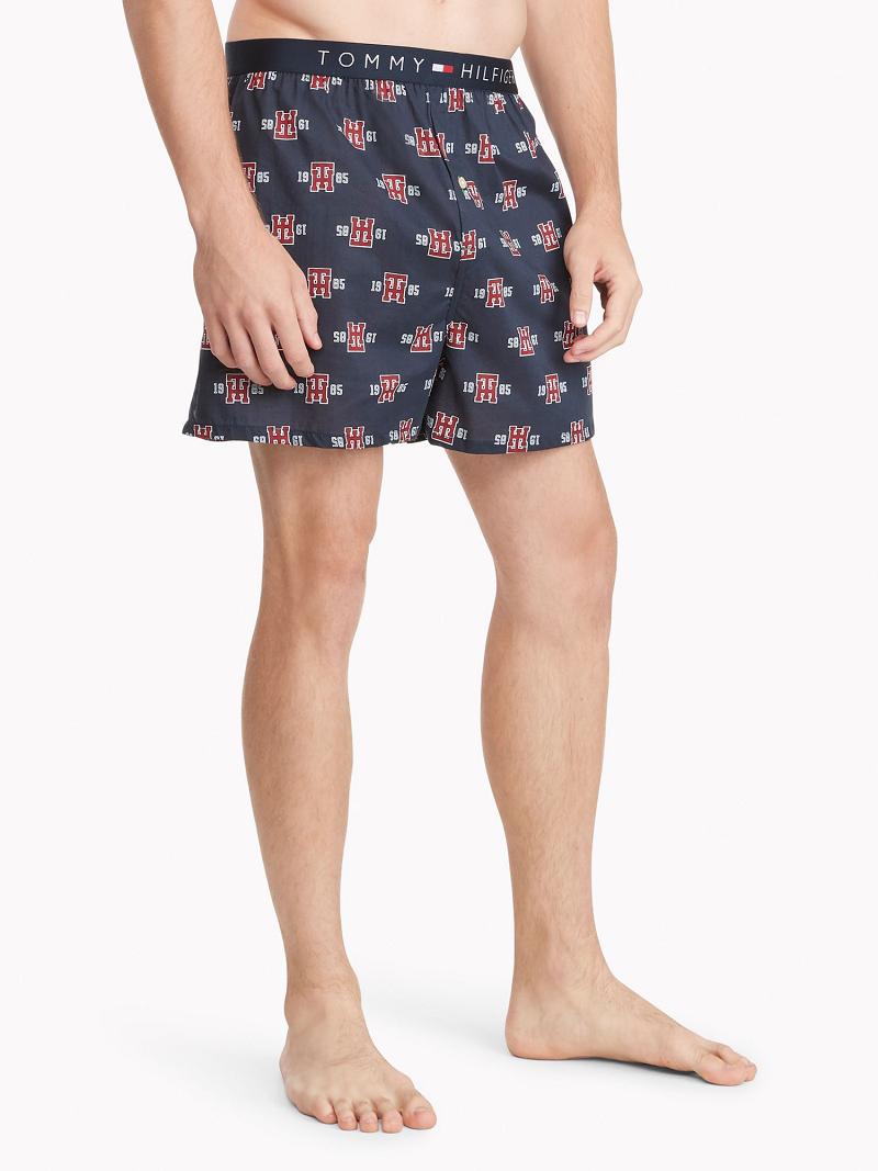 Navy Tommy Hilfiger Crest print woven boxer Boxers | NZ_M31561