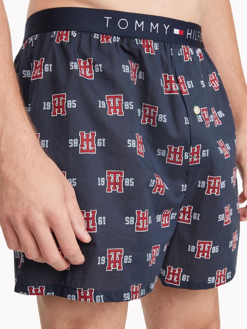 Navy Tommy Hilfiger Crest print woven boxer Boxers | NZ_M31561