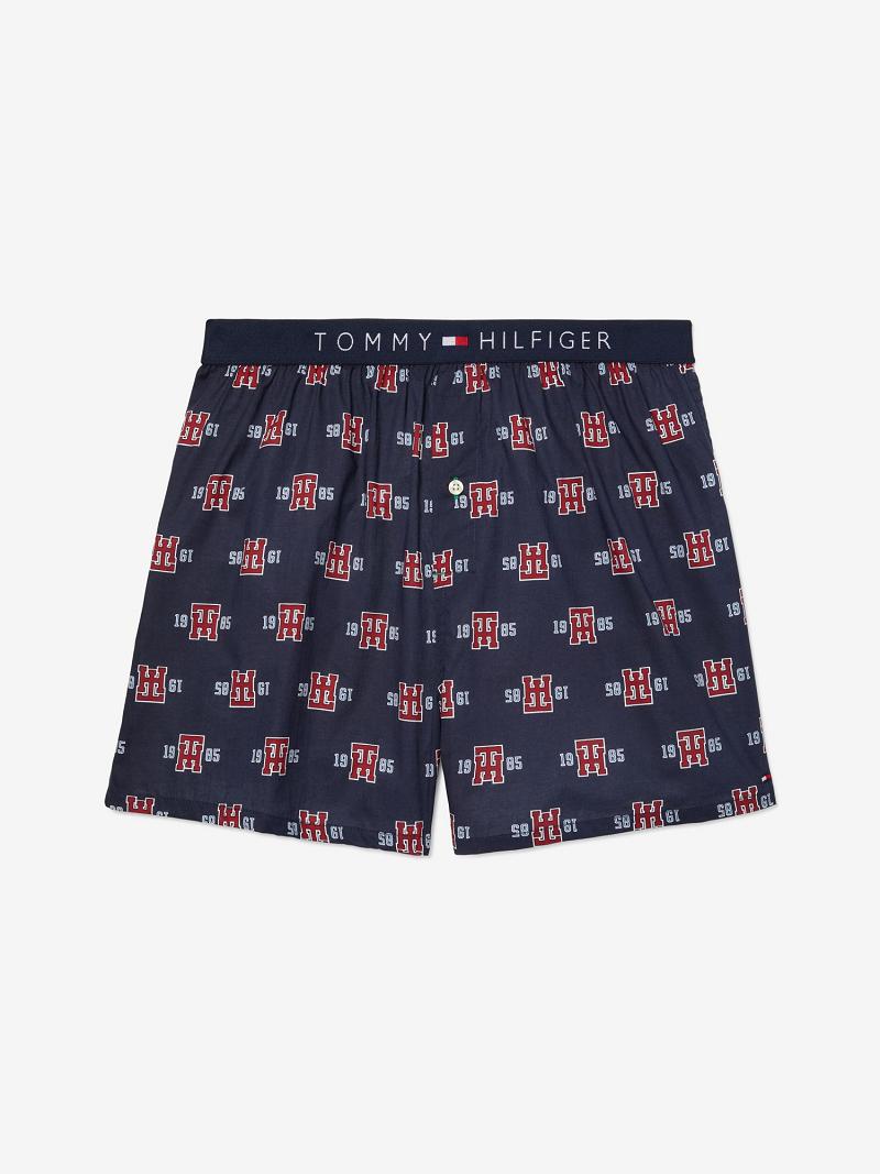 Navy Tommy Hilfiger Crest print woven boxer Boxers | NZ_M31561