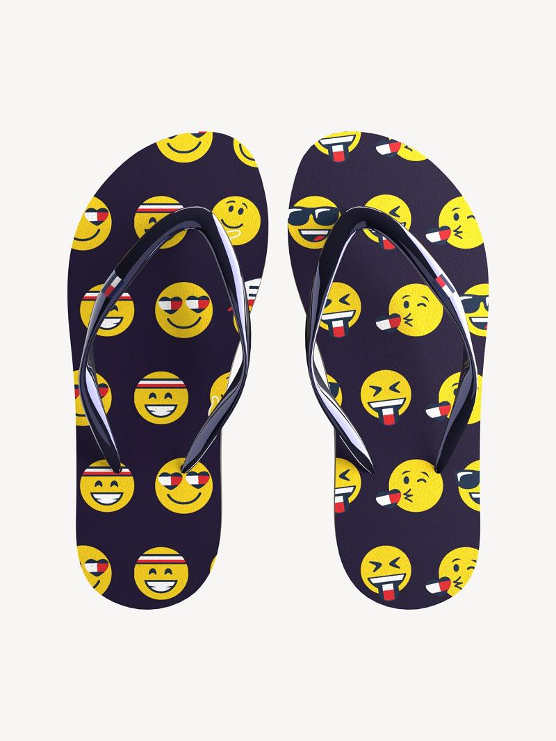 Navy Tommy Hilfiger Emoji Flip Flops | NZ_G1297