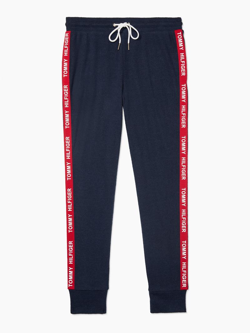 Navy Tommy Hilfiger Essential Logo Tape Pants | NZ_W21240