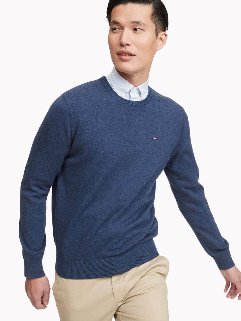 Navy Tommy Hilfiger Essential crewneck Sweaters | NZ_M31160