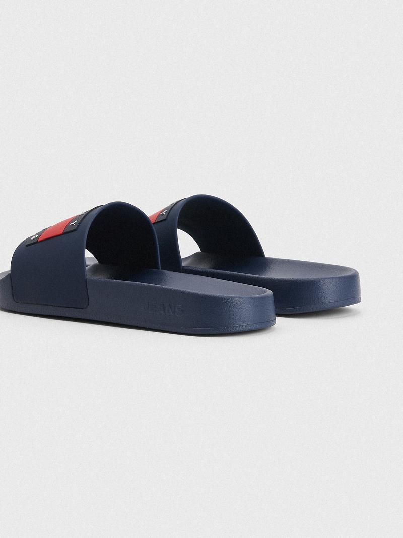 Navy Tommy Hilfiger Flag Pool Slides | NZ_W21616