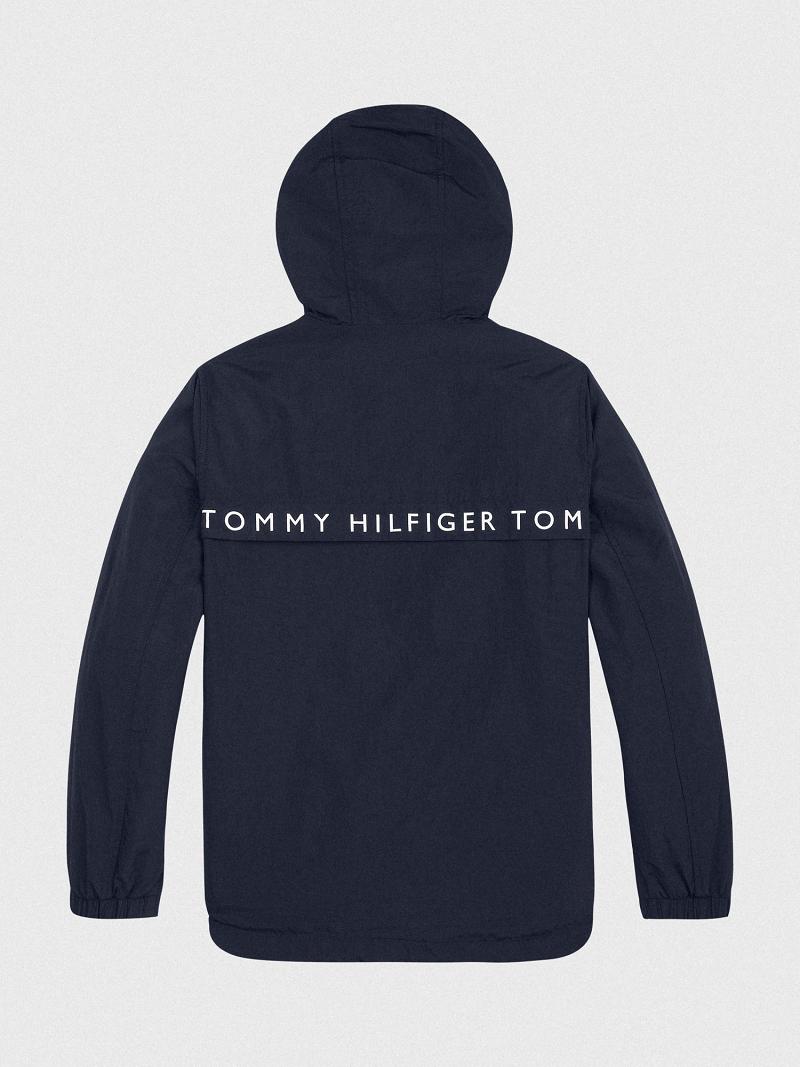 Navy Tommy Hilfiger Flag Windbreaker Jackets | NZ_G1112