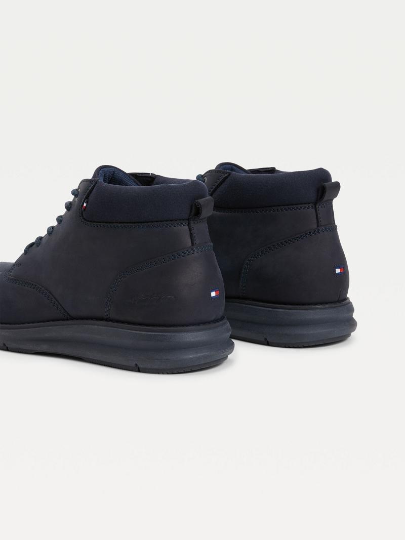 Navy Tommy Hilfiger Leather ankle Boots | NZ_M31685