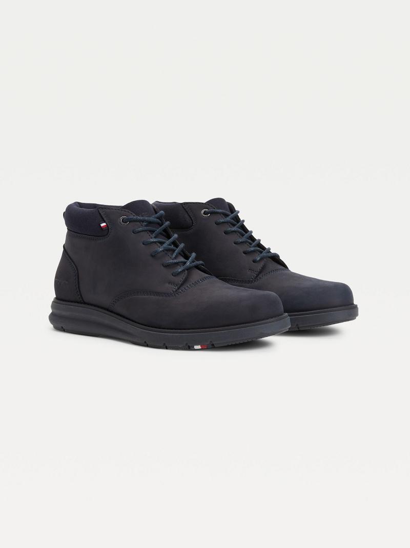 Navy Tommy Hilfiger Leather ankle Boots | NZ_M31685