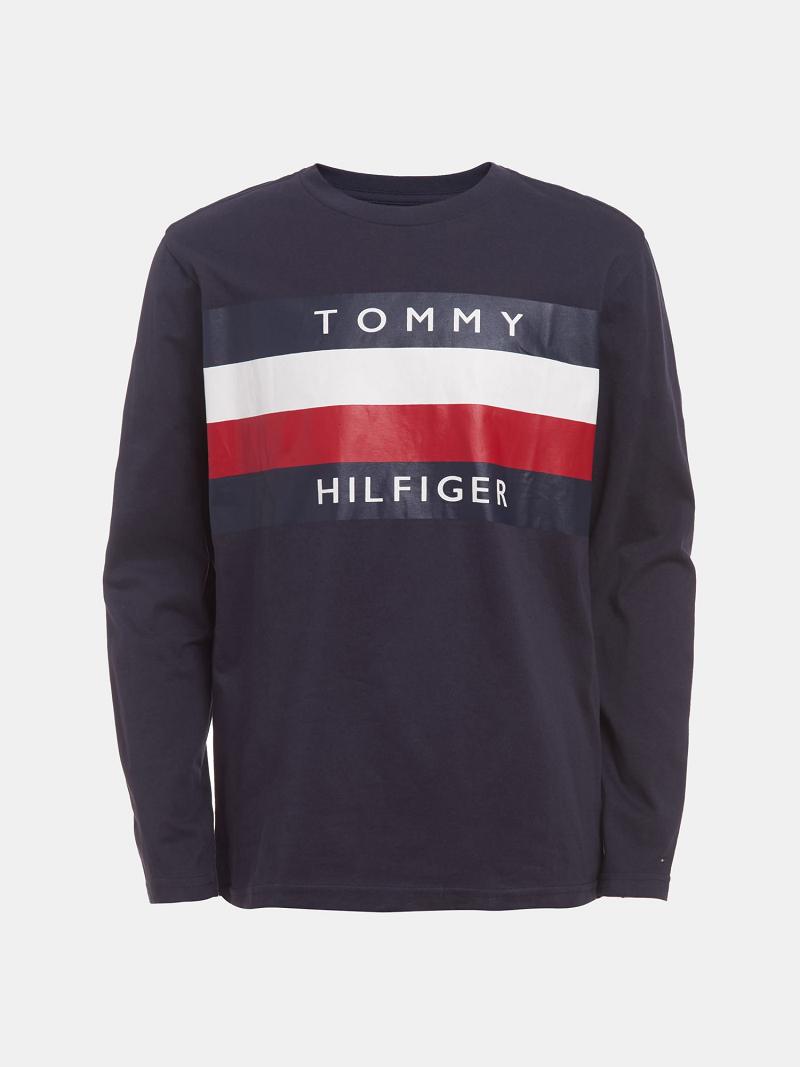 Navy Tommy Hilfiger Little Classic Long-Sleeve T Shirts | NZ_B2182