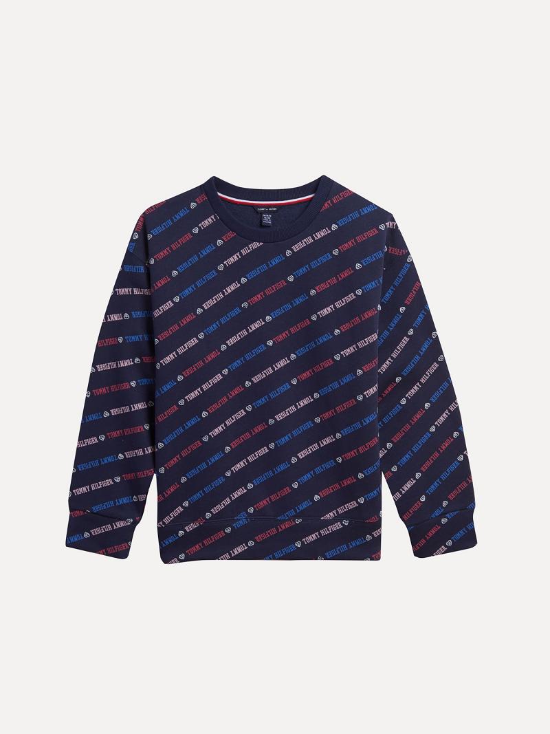 Navy Tommy Hilfiger Little Logo Sweatshirts | NZ_G1202