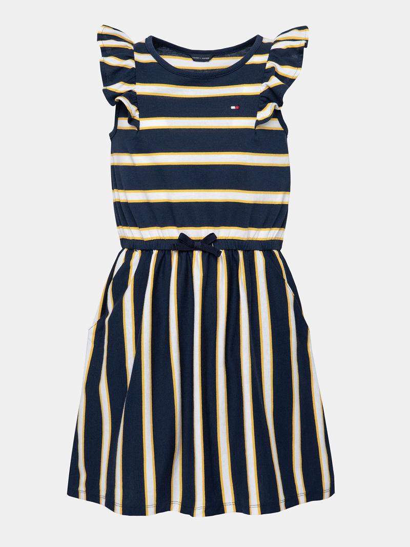 Navy Tommy Hilfiger Little Ruffle T-Shirt Dresses | NZ_G1071