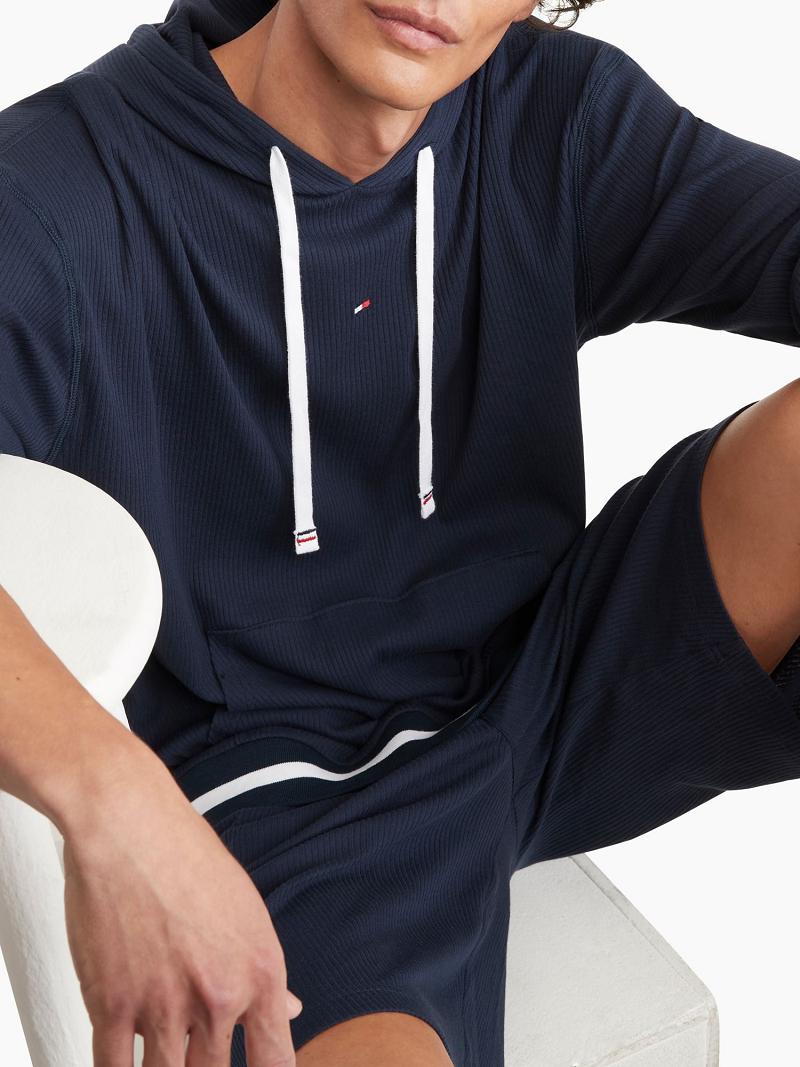 Navy Tommy Hilfiger Lounge Hoodies | NZ_M31447