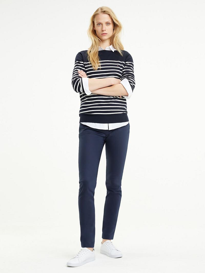 Navy Tommy Hilfiger Maritime Stripe Sweaters | NZ_W21358