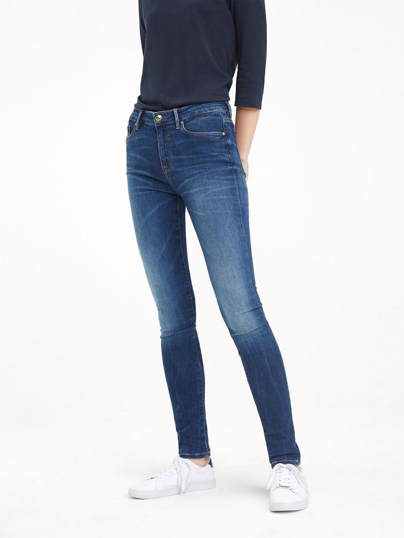 Navy Tommy Hilfiger Mid Rise Jegging Fit Jeans | NZ_W21204